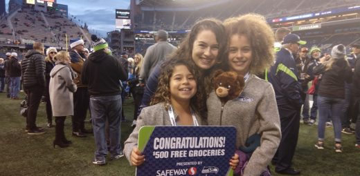 Renee and her daughters at Seahawks game