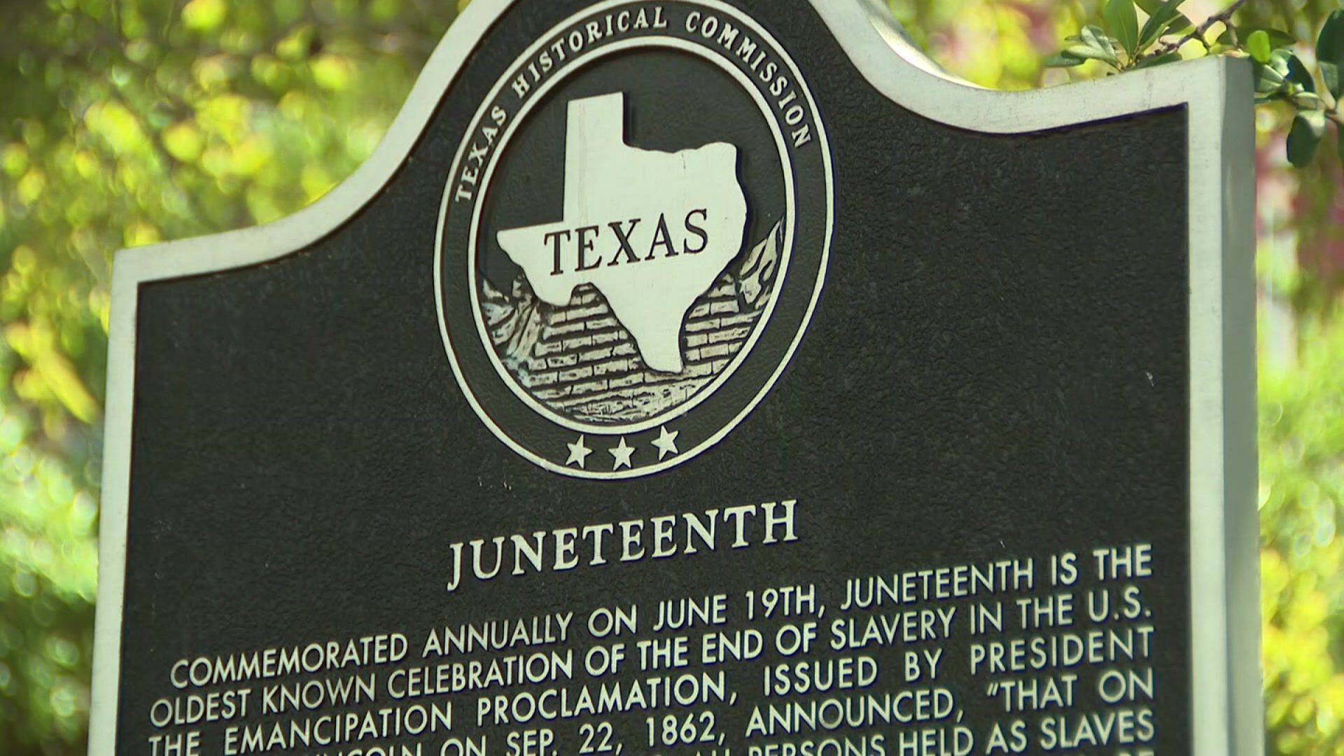 Juneteenth plaque in Texas